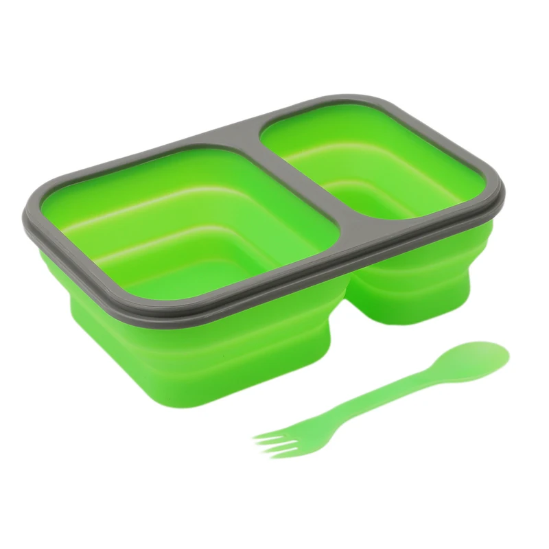 Складной контейнер для хранения еды с 2 ячейками 900 мл|lunch container|bento boxlunch food containers |