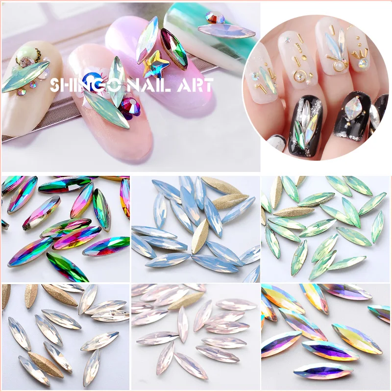 

10pcs new year style hot fashion pointed back AB/red/blue/opal horse eye shape nail art crystal top quality nail Rhinestone