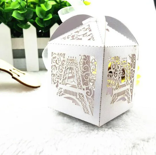 100 шт Эйфелева башня лазерная резка коробка конфет Свадебная для вечеринок