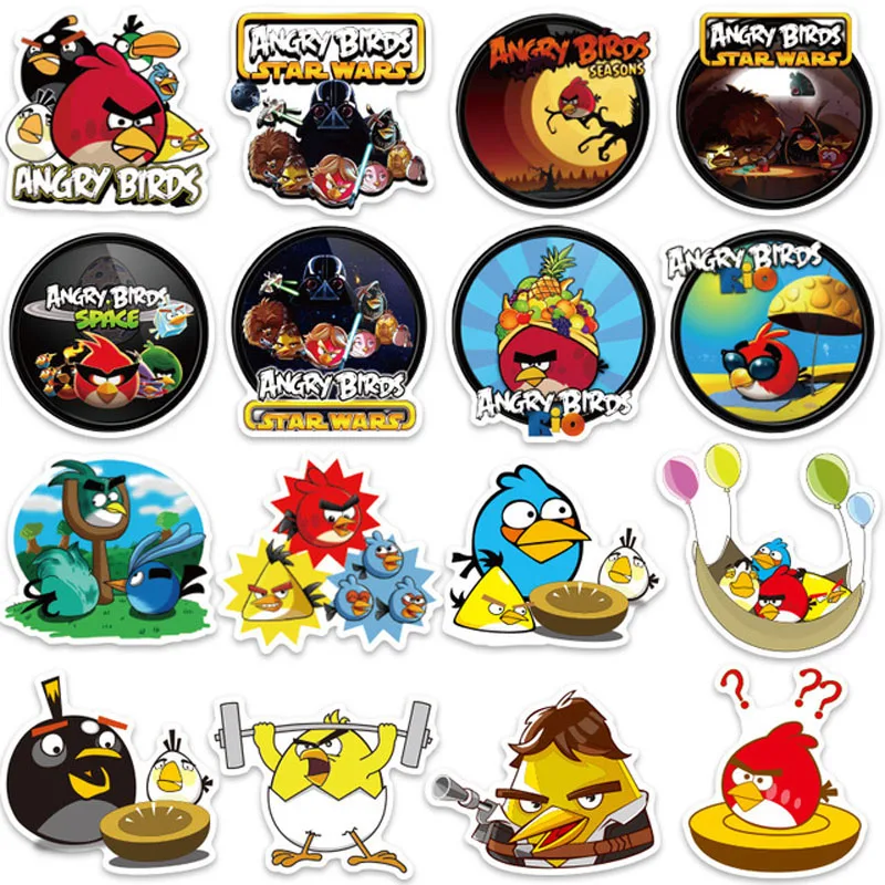 100 шт./лот, наклейка с героями мультфильмов Angry Bird для сноуборда, ноутбука, багажа, холодильника, автомобиля, Виниловая наклейка s
