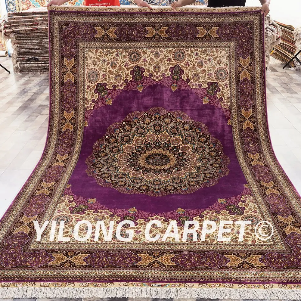 Yilong 6 'x 9' Vantage турецкие шелковые ковры фиолетовый ковер для спальни персидский