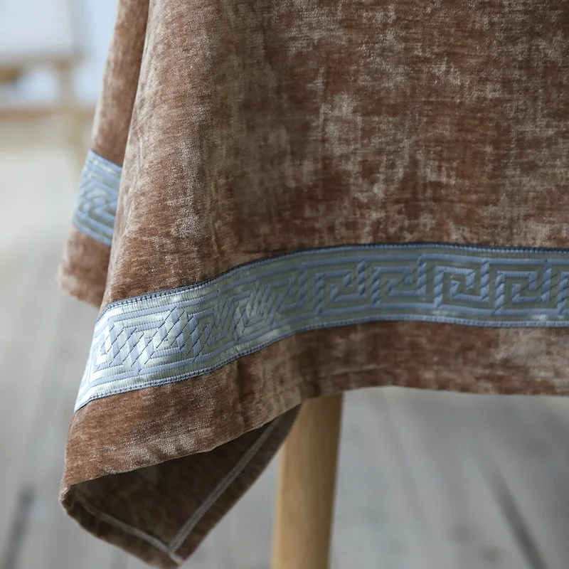 Традиционная китайская полиэфирная коричневая бархатная скатерть прочная