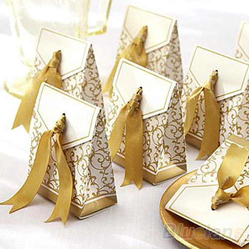 50 шт. оригинальная Золотая Серебряная лента подарок на свадьбу конфетная