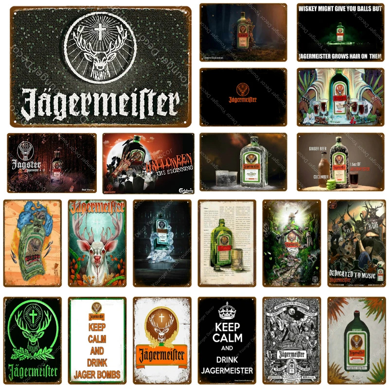 Металлический постер в виде головы оленя Jagermeister винтажная Наклейка на стену