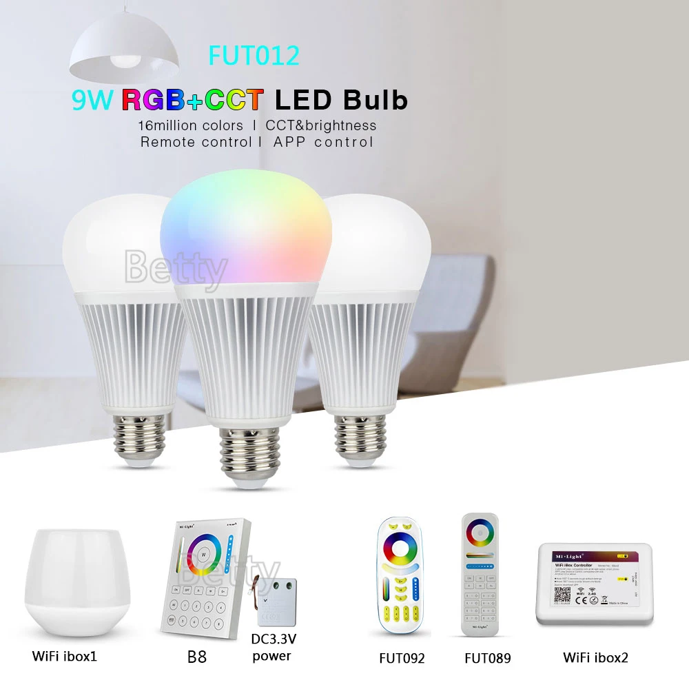 MiBOXER FUT012 E27 9 Вт RGB + CCT Светодиодная лампа прожектор 110 В 220 полноцветный пульт