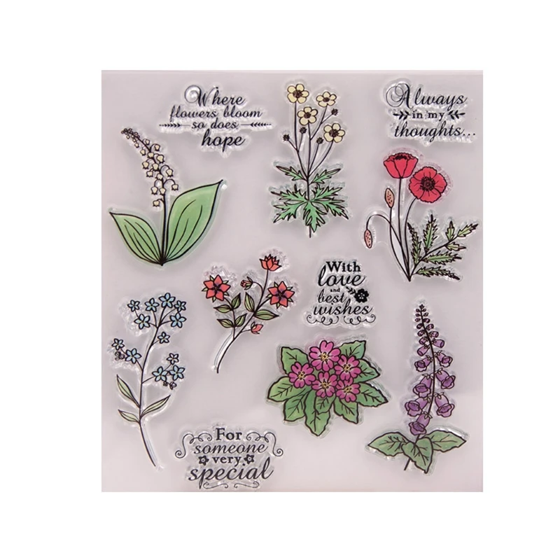 

Transparent Silicone Clear Rubber Stamp Flowers For Scrapbooking DIY Card Craft--Y142