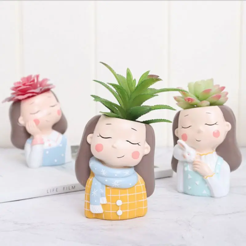 Цветочные горшки милый горшок для девочек суккулентов кактусов цветов растений