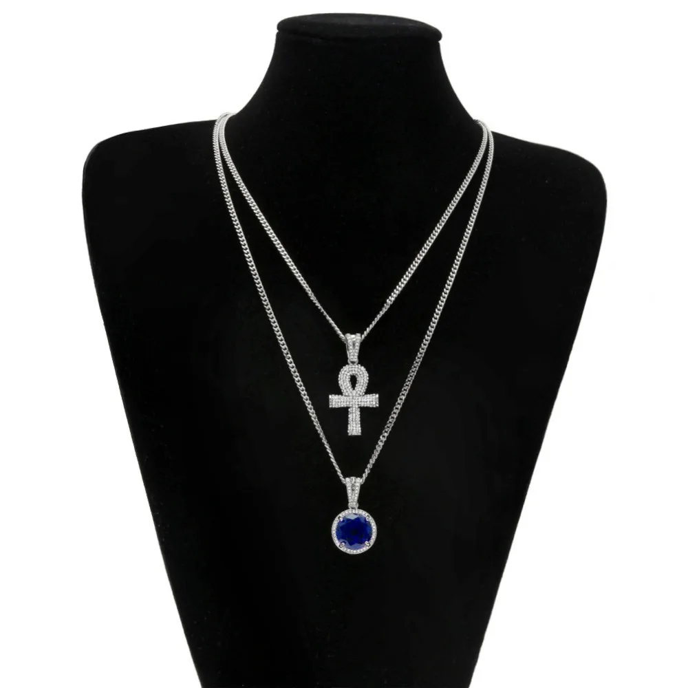 2 шт./компл. золотой цвет мужские хип-хоп украшения iced out Ankh cross с круглым