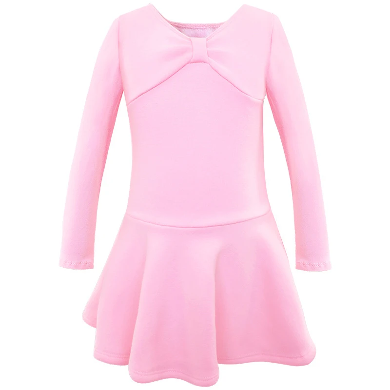 New Children Dance Clothing Plus Velvet Thickening Ballet Skirt Girls Practice Clothes Long-sleeve Dress | Тематическая одежда и