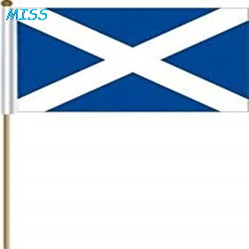 Scotland Ручной волны Nationa флаги с полюсом 14*21 СМ Норвегия Южная Африка Ямайка Шотландия Новой Зеландии Камерун Таиланд Чили 5/10/20 шт - Color: Scotland
