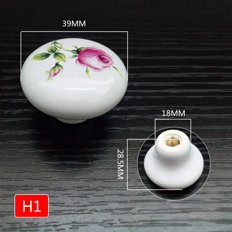 Белый цвет роза lotus love простые мебельные ручки под одно отверстие CeramicKitchen Мебельная ручка ящика шкафа - Цвет: H1