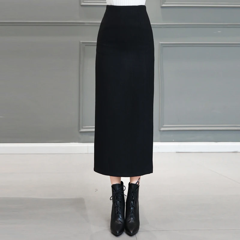 Новое поступление зимние плотные шерстяные длинные юбки для женщин Повседневная