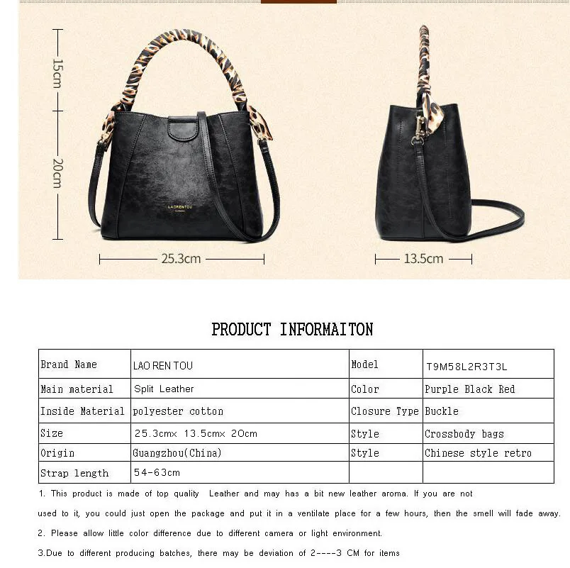 LAORENTOU high quality fashion luxury brand new leather handbags fashion wild portable bucket bag ladies shoulder Messenger