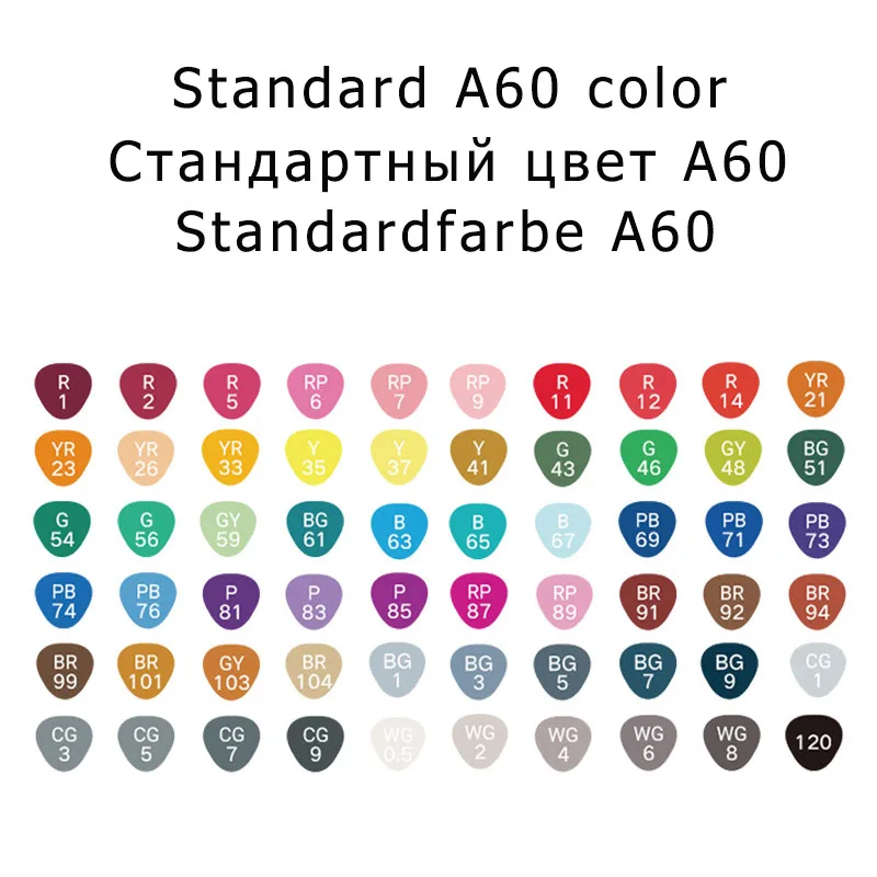 Standard A 60 color TOUCHNEW 30/40/60/80/168 Цвета эскиз Маркеры Ручка на спиртовой основе маркер-Кисточка Комплект лучше всего подходит для рисования манга анимация товары для рукоделия - Цвет: Standard A 60 color