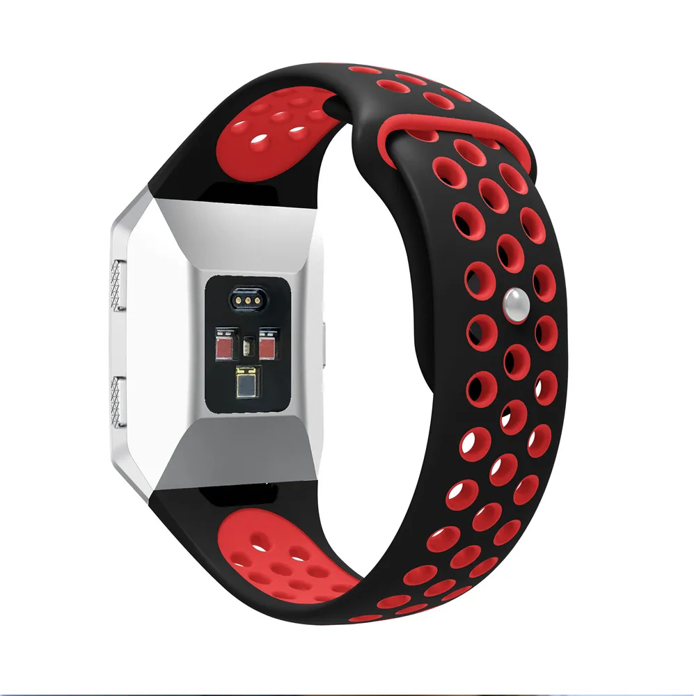 Спортивные Мягкие силиконовые часы ремешок для Fitbit ионной умные часы ремешок фитнес замена Браслет дышащий браслет красочные - Цвет ремешка: Black red