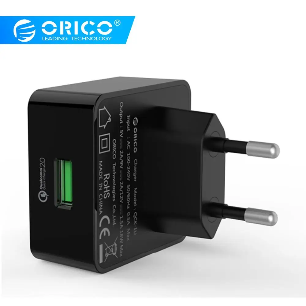 Настенное зарядное устройство ORICO 1 порт для быстрой зарядки QC 2 0 настольное USB iPhone
