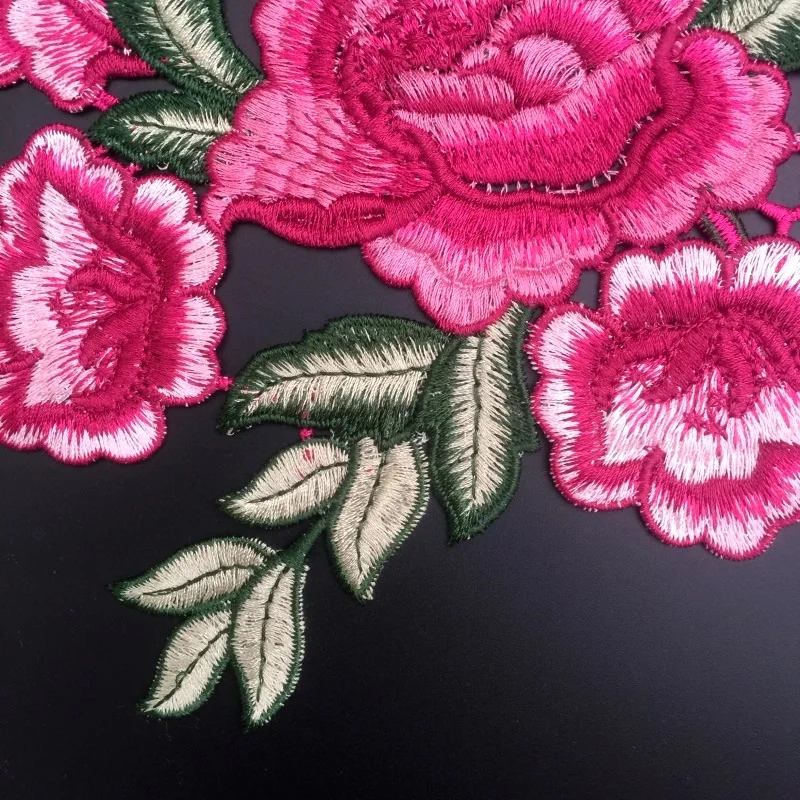 Новинка розовая нашивка цветы пиона вышитые железные нашивки для одежды платья