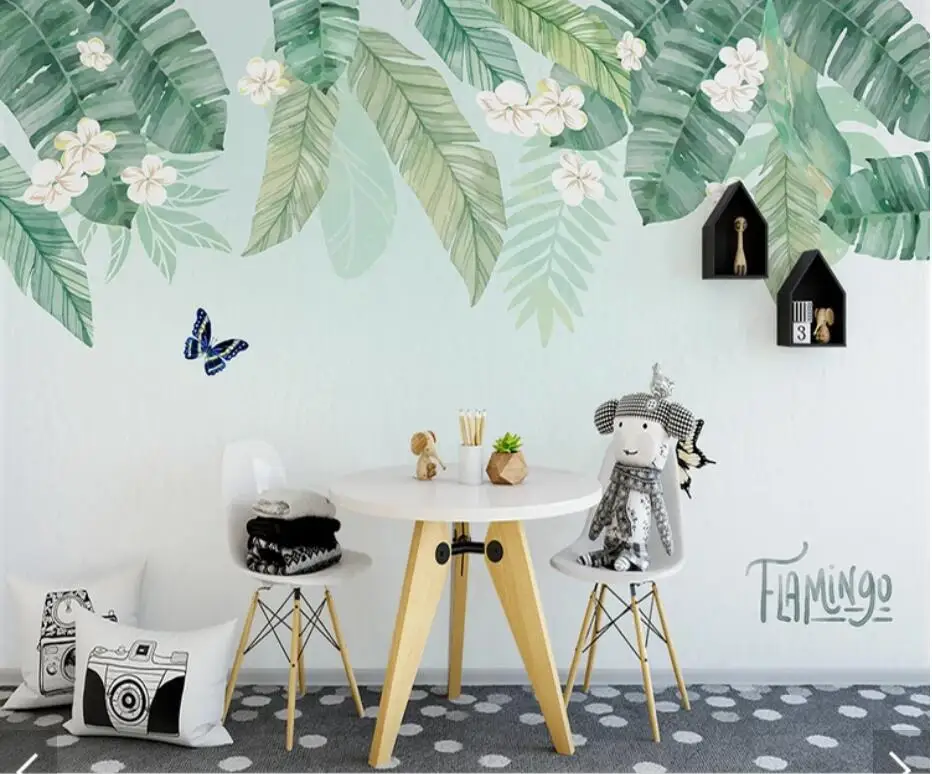 

3D Custom Tropical Palm Leaves Photo Wallpaper TV Background Wall Murals Hand Painting Living Room Home Wall Paper Rolls