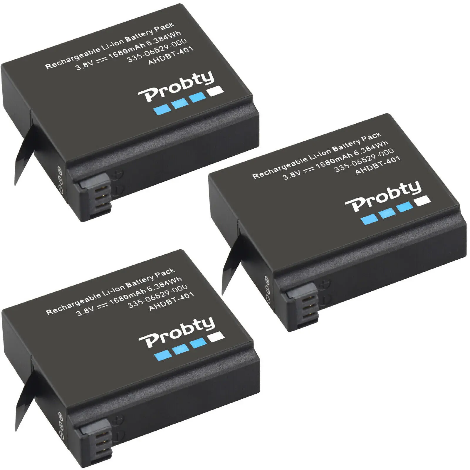 3 Pcs Battery Аккумулятор probty для GoPro Hero 4 Hero4+ светодиодный зарядное устройство для go pro AHDBT-401 HERO4, аксессуары для экшн-камеры черного и серебристого цвета - Цвет: 3 Pcs Battery