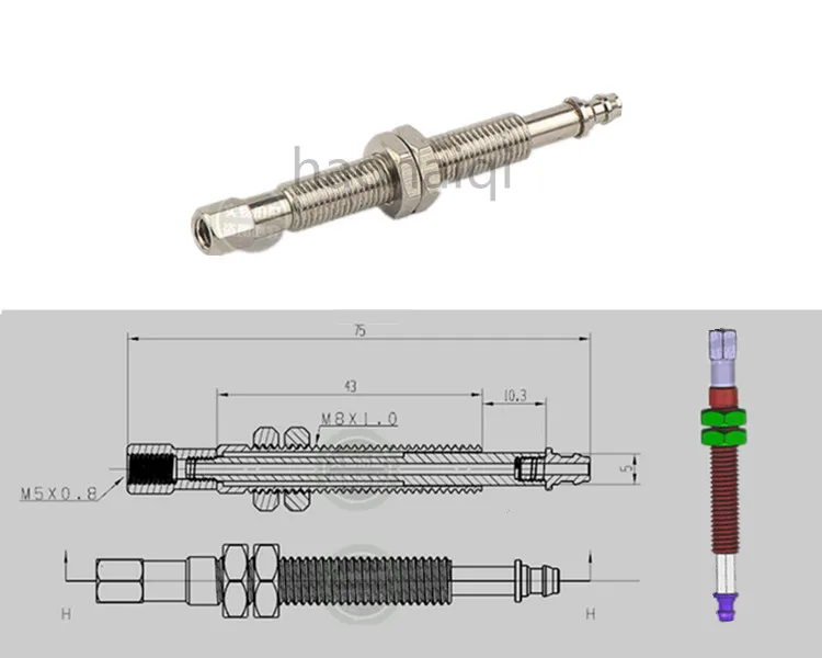 D M8 X L75 Вакуумная присоска сиденье мини циклотрон буфер золото манипулятор аксессуары присоска кронштейн соединительный стержень - Цвет: D M8 X L75