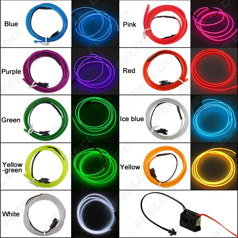FEELDO 1 шт. 2 м гибкая формовочная EL неоновая светящаяся лента с плавником для