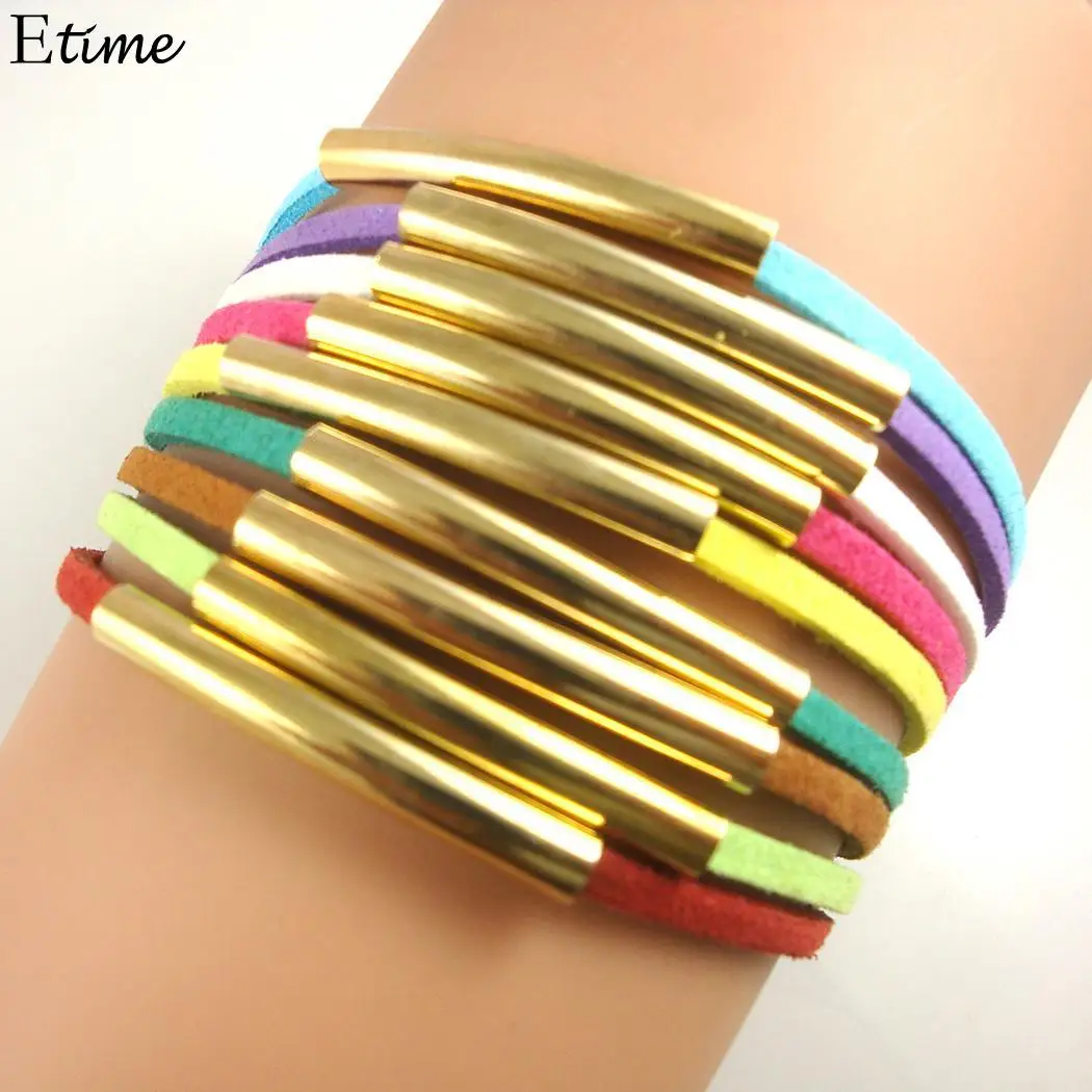 Suede Women Multilayer Men Copper Tube Bracelets Jewelry | Украшения и аксессуары