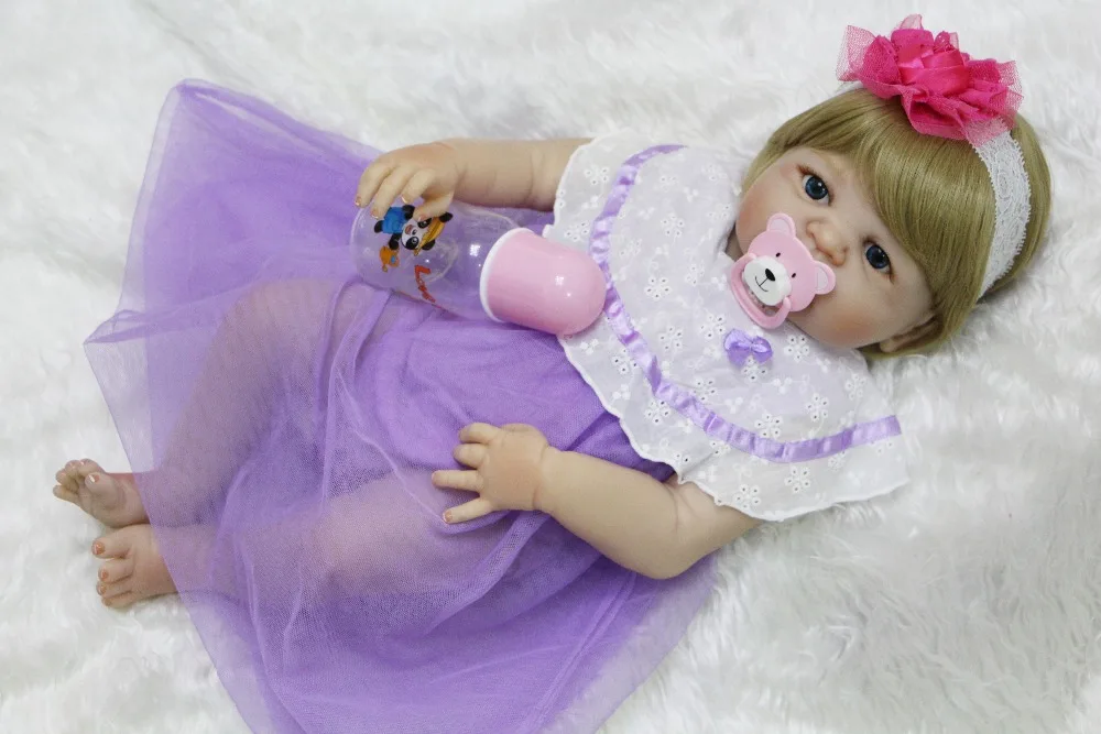 Силиконовые куклы Новорожденные цельные со светлыми волосами магнитная