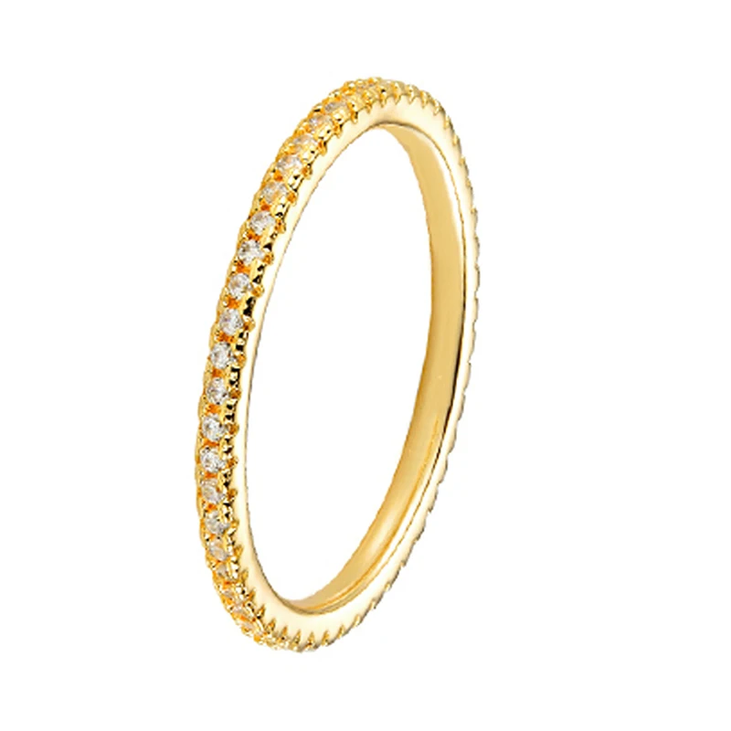 QYI классическое 18k золотое вечное кольцо Круглый Аналоговый бриллиант