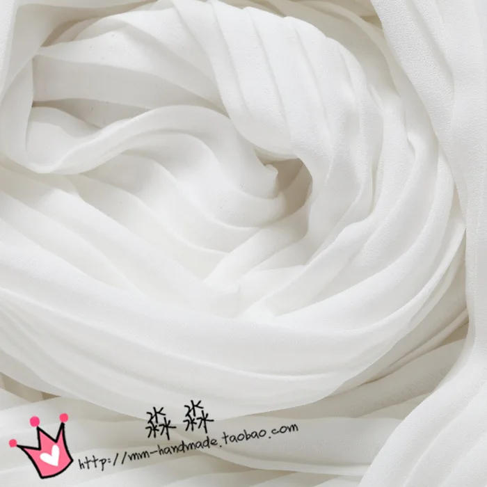 

3Meters Summer Autumn Textile Fabrics High Qulity White Organ Plait Crumpled Gauze Chiffon Fabric Pleated Full-Skirted Dress