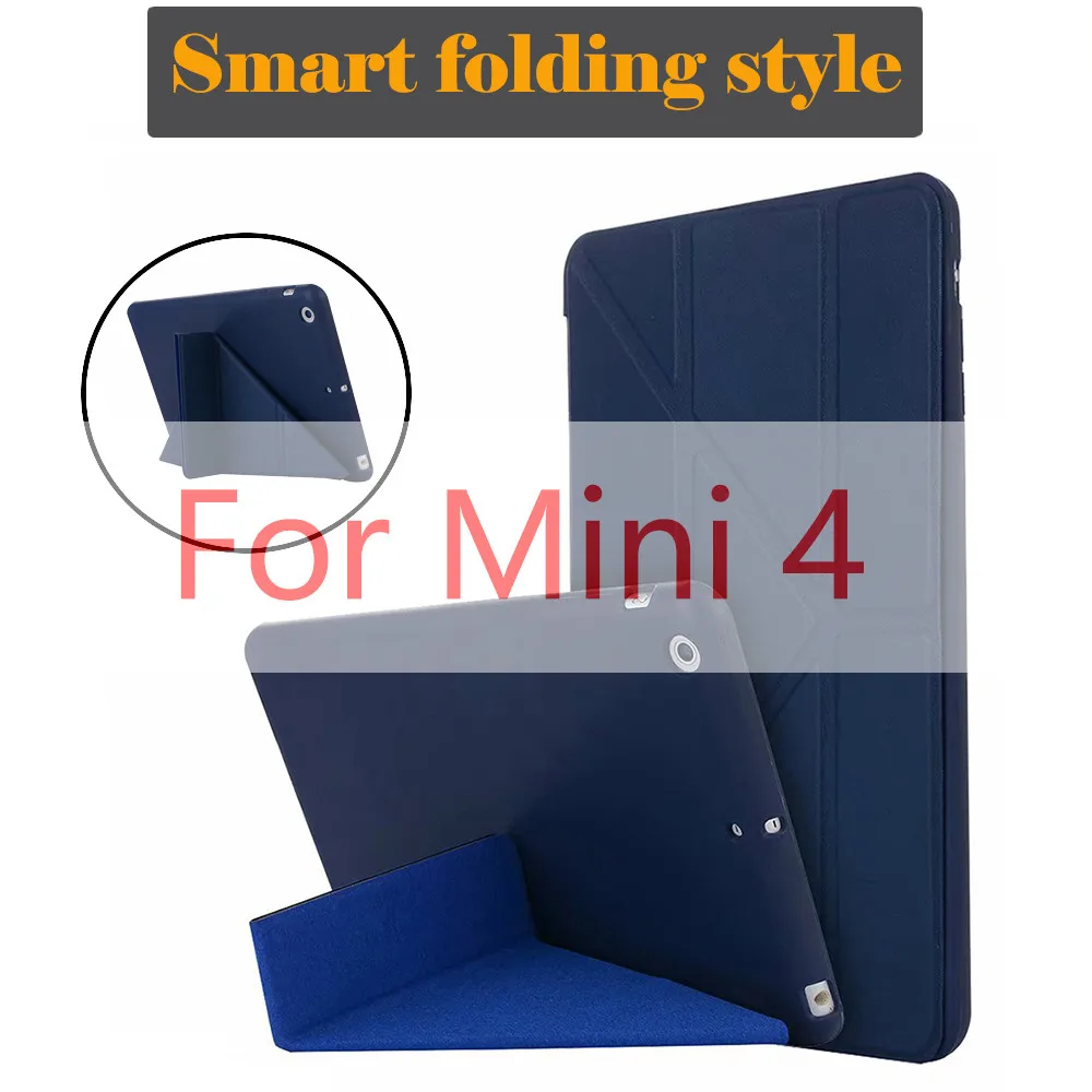 Mini4 Dark Blue Для Apple iPad Mini 4 3 2 1 чехол, тонкий из искусственной кожи+ ТПУ Мягкий задний теплоотвод смарт-чехол для iPad Mini4 Mini 2 Чехол Funda - Цвет: Mini4 Dark Blue