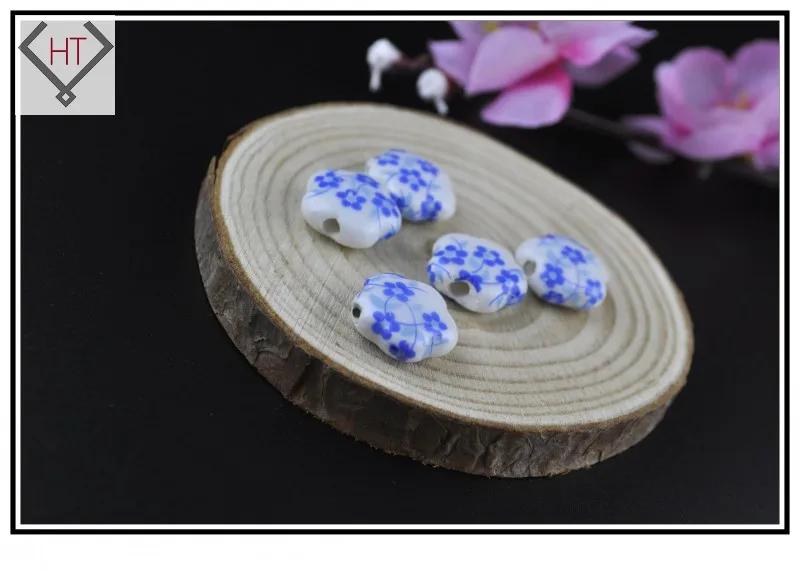Aliexpress Горячие китайские синие цветы сливы керамические фарфоровые печать бусины
