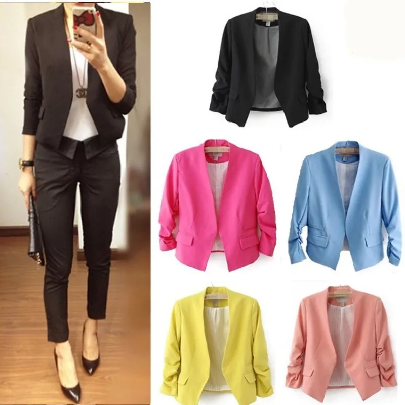 Новые весенне-осенние Для женщин блейзер и Куртки Осень Bodycon дамы пиджак офис