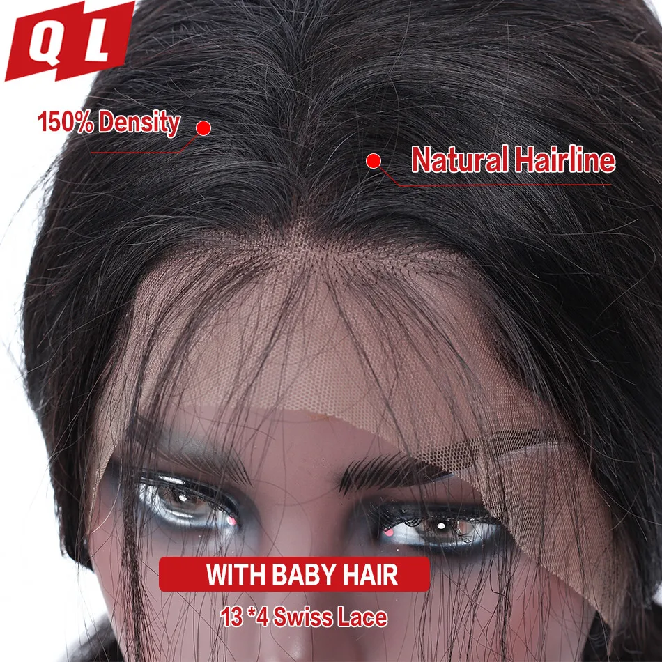 QLOVE Remy 13*4 человеческие парики для волос парик короткий боб черных женщин