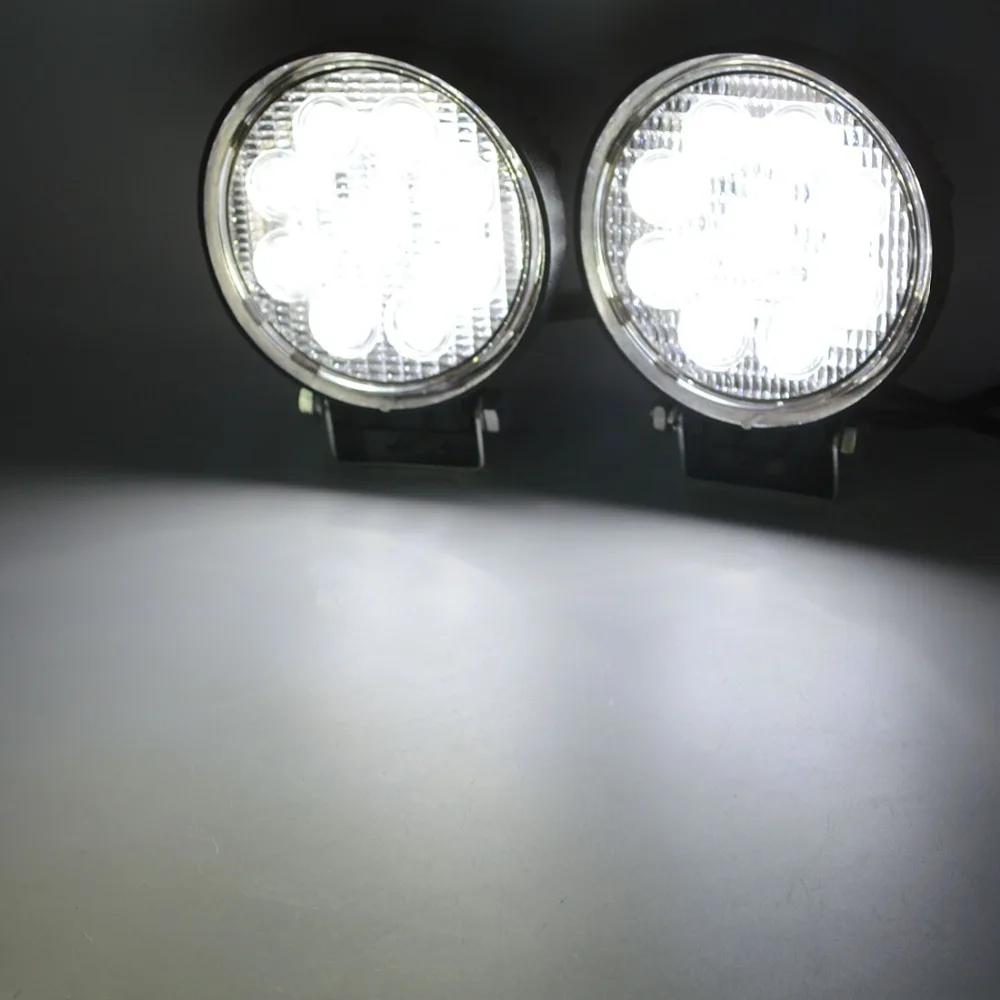 2X 4inch round led work light 27w spot flood lamp 12v 24v for Tractor Trailer ATV SUV 4X4 4WD Off-road Backyard | Автомобили и