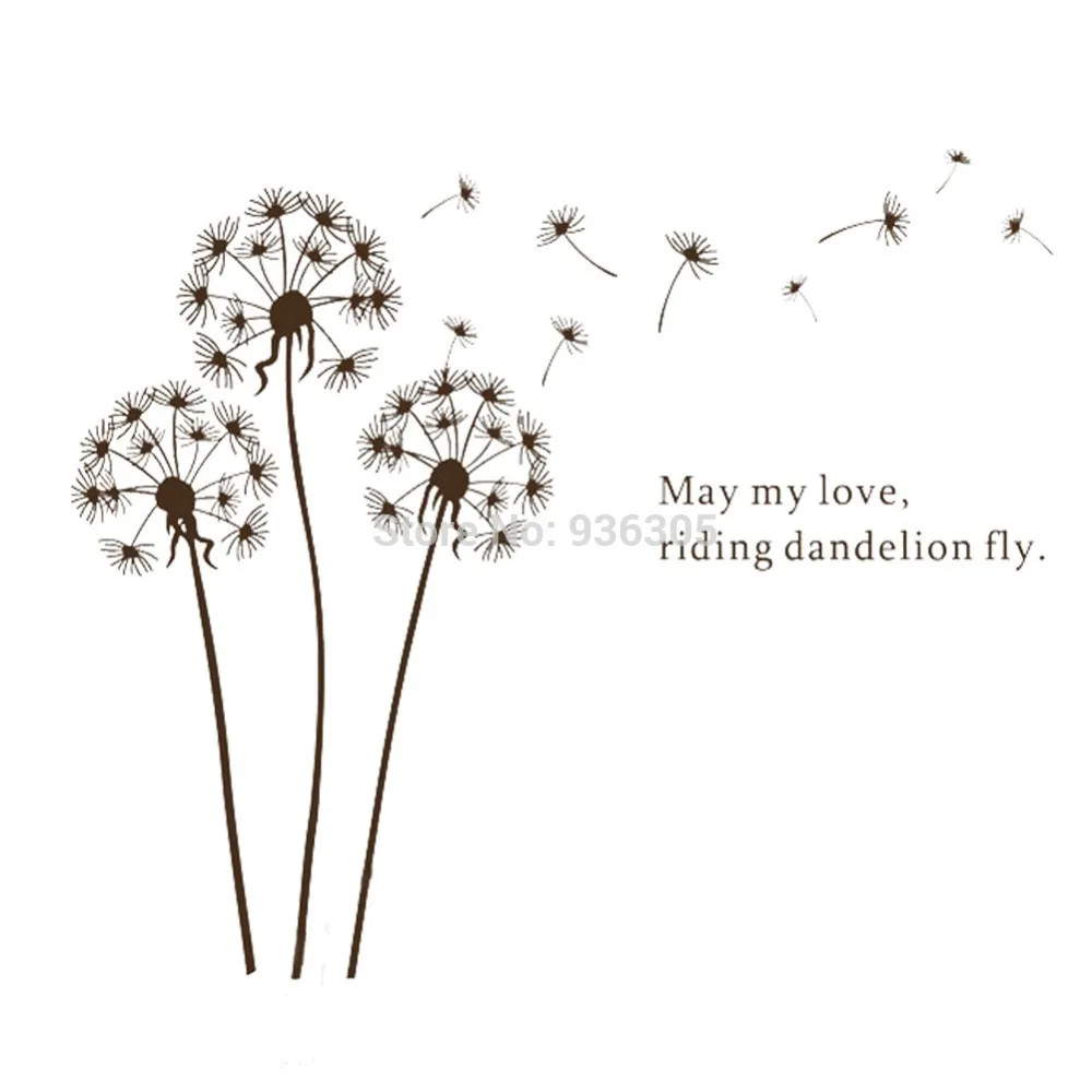 Наклейки на стену из ПВХ кофейного цвета сделай сам летящий Одуванчик