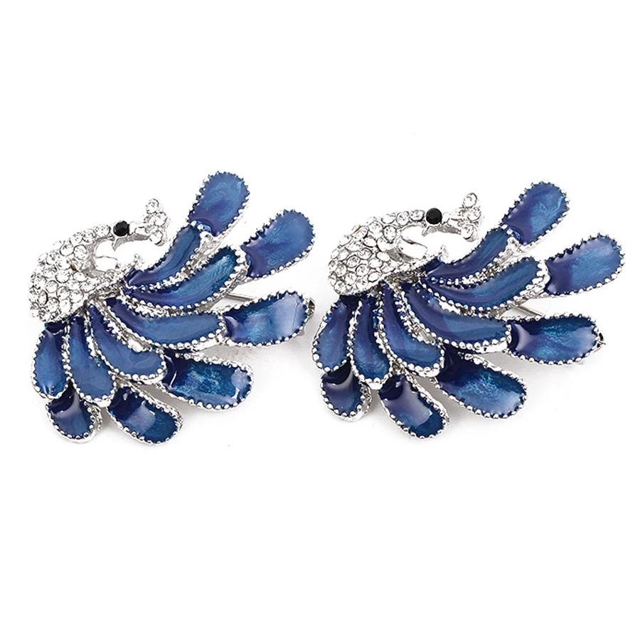 Charming Crystal Blue Peacock Collar Brooch Pins Broche Fashion Women Party Accessories Creative Jewelry Lovers Gift XZ004 | Украшения и