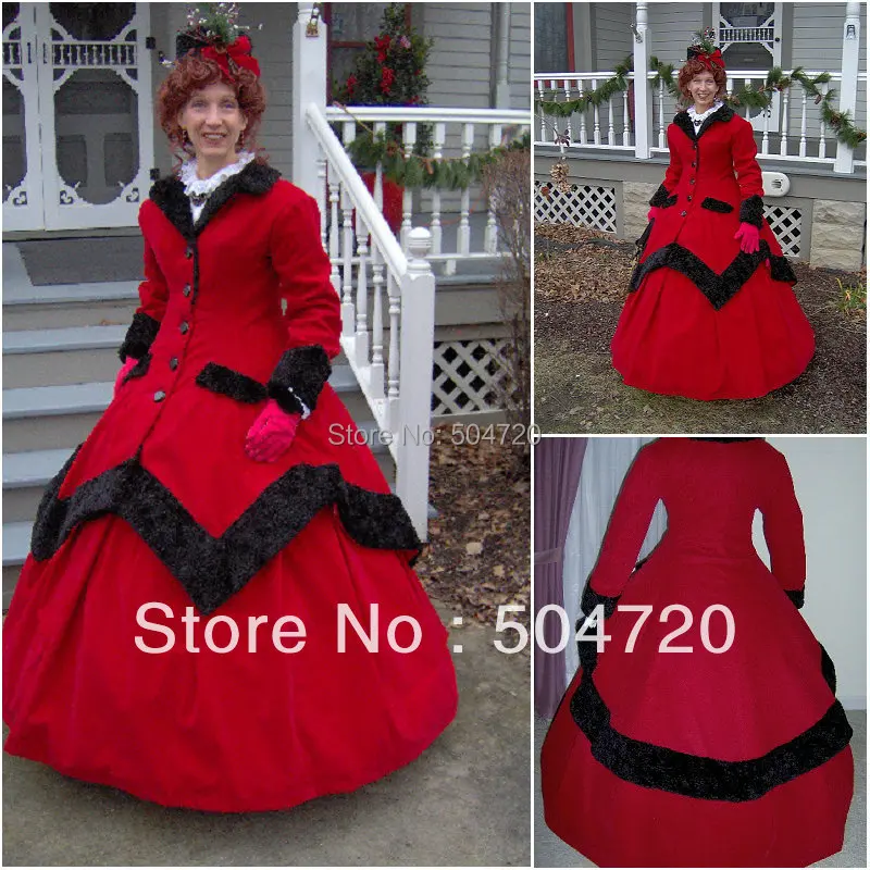 Красное хлопковое бальное платье времен Гражданской войны 1920-х годов вечернее