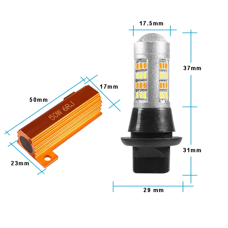 2 шт 1156 Ba15s T20 LED двойной Цвет P21w W21W Py21w LED Canbus лампочки с декодер Авто отложным воротником сигнальная лампа DRL Нет Ошибка