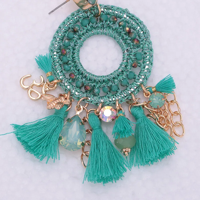 Sehuoran женские серьги с кисточками Boho Oorbellen хрустальные бусины граненые ручной