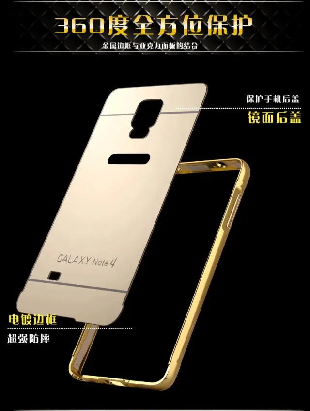 Чехол для samsung Galaxy Note 4 5 3 роскошная алюминиевая рамка пластиковая задняя крышка S6