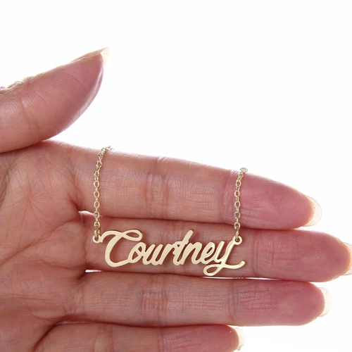 Courtney Name Necklace Women Gold Pendant Custom Carrie Nameplate Charms Stainless Steel Drop Statement Jewelry 2376 | Украшения и