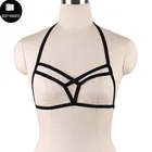 Черная обвязка для тела Harajuku крест бандаж ремни боди Фетиш клетки одежда Открытая грудь бюстгальтер портупея Бюстгальтер Сексуальное белье