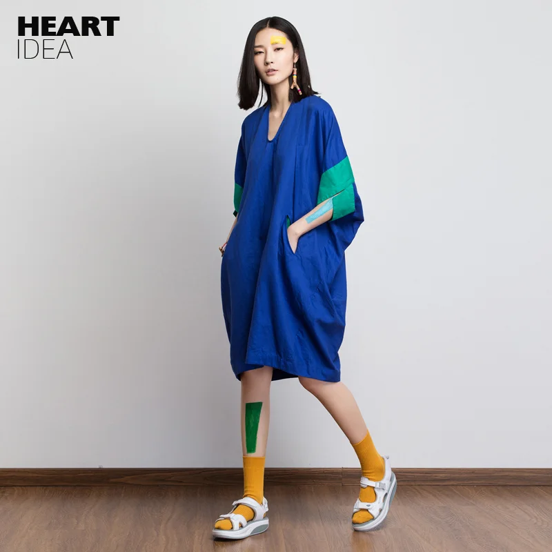 Женское винтажное платье LYNETTE'S свободное зеленое с v образным вырезом в