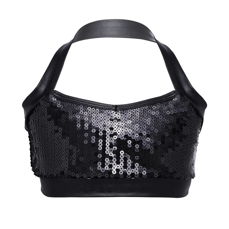 FEESHOW женский бюстгальтер с блестками и лямкой на шее для девочек 6 14 лет