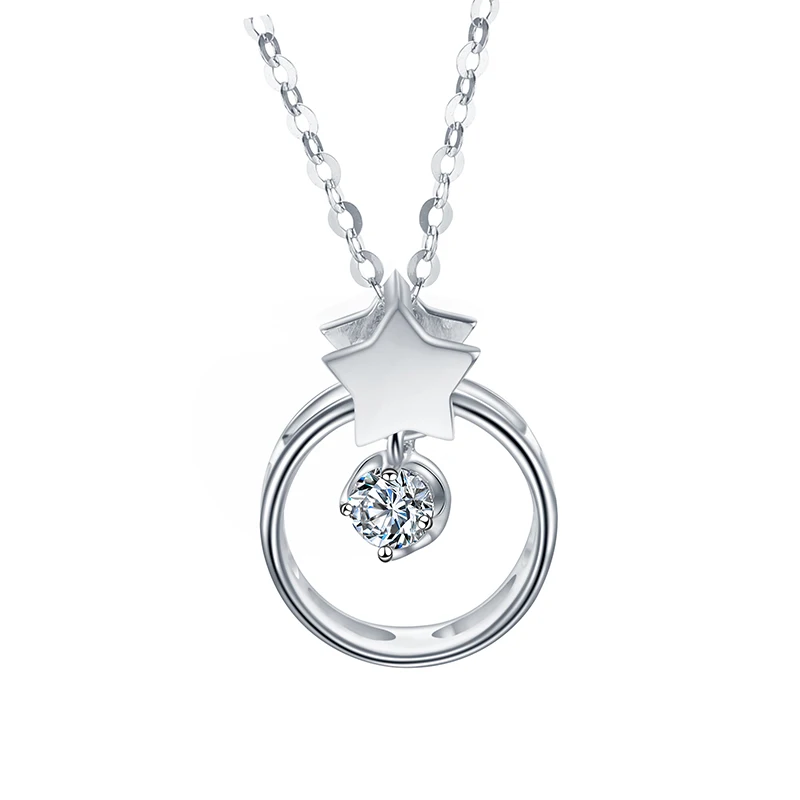

Ожерелье в подарок для женщин, модное Натуральное белое золото 18 карат, круглая форма, Муассанит, бриллиант, свадебная фотография