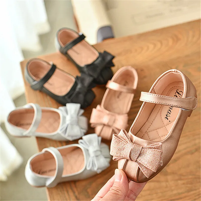 Autumn New Kids Shoes Children leather Princess Shoes For Wedding Baby Girls Party Shoes 1-6 Year Old Golden Silver Black