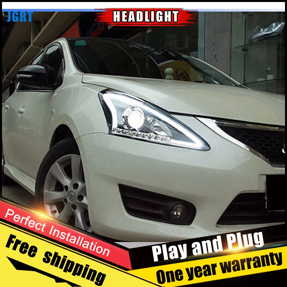 Автомобильные фары светодиодные для Nissan Tiida 2012-2014 светодиодный ные линзы DRL