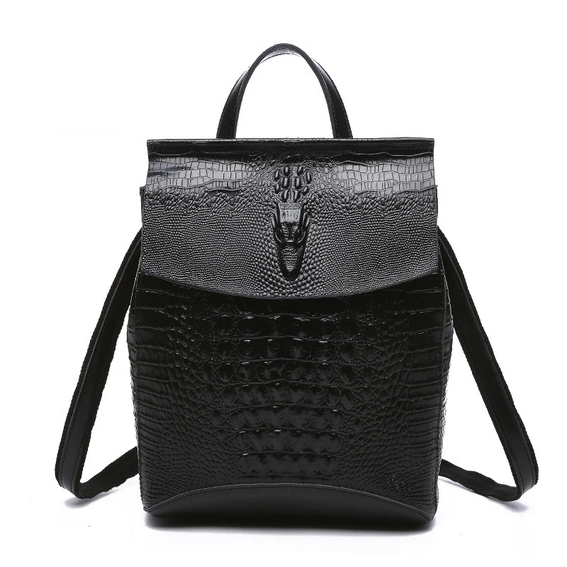 2017 Натуральной Кожи Крокодила Шаблон женщин Рюкзаки Кожаные сумки На Ремне Досуг