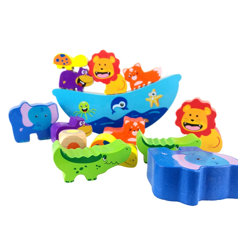 

Cartoon Animal Balance Training Toys For Children Balancing Wooden Block Colorful Early Learning Educational Wooden Toy