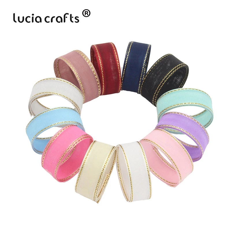 Lucia crafts 5 ярдов/10 ярдов 15 мм ленты из органзы для свадебного домашнего декора DIY Швейные упаковочные материалы аксессуары P0101